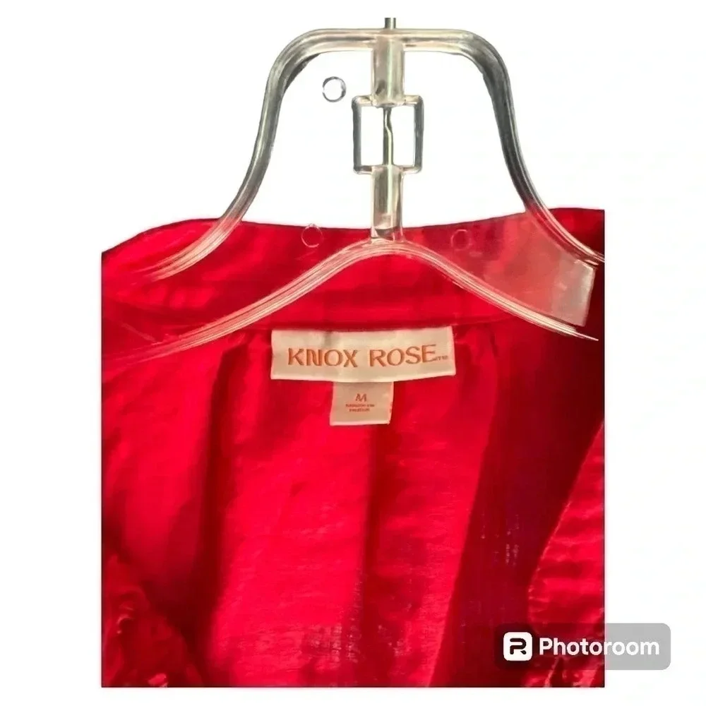 EUC Knox Rose women’s red tassel short sleeve boho top size Medium - Picture 4 of 5